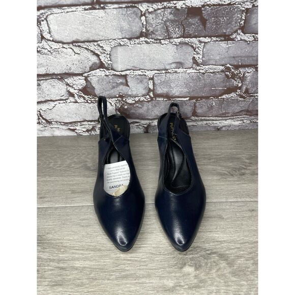 Hush Puppies Navy Blue Leather Pointed Toe Ankle Strap Heels Women 8.5M US/39EU - Picture 12 of 16